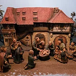 Krippenszene, zu sehen in der Weihnachtsausstellung der Krippenfreunde Bamberg in der Maternkapelle