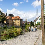 Die Villa Concordia und der Dom sind von der Schleuse 100 aus zu sehen.