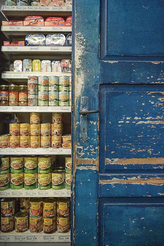 Tante Emma Laden, Fotografie von Walther Appelt, zu sehen in der Sonderausstellung „Treffpunkt Dorf" im Bauernmuseum Bamberger Land.