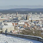 Blick über Bamberg vom Ostplateau auf dem Michaelsberg aus im Schnee