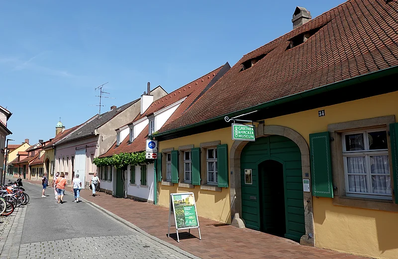 Blick auf den Eingang des Gärntermuseums in Bamberg